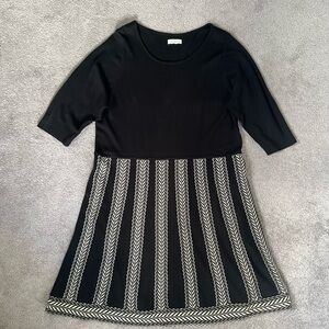 Womens Black Grey Knit Sweater Dress Plus Size 22/24 Stretch 3/4 Sleeve Elegant